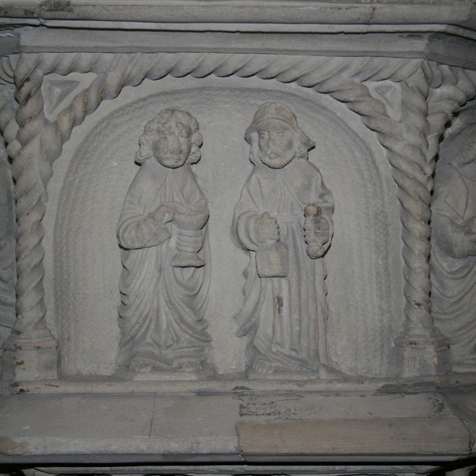 Etappe 8 - St. Jakobus auf dem Taufstein der evangelischen Stadtkirche zu Lünen (Altertumskommission). (vergrößerte Bildansicht wird geöffnet)