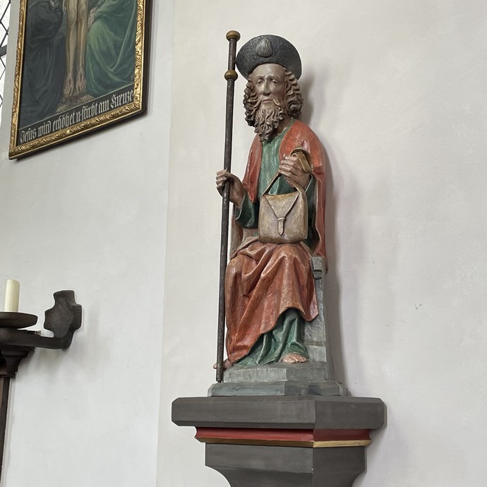 Jokobus-Statue in Remblinghausen (Altertumskommission). (vergrößerte Bildansicht wird geöffnet)